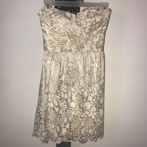 Cream & Gold Foil Flowy Dress with Cutout Back